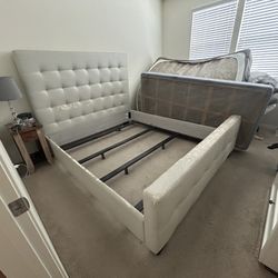 California King Bed Frame, White/off-white