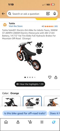 Tuttio Soleil01 Electric-Dirt-Bike for Adults Teens, 3000W 37-40MPH