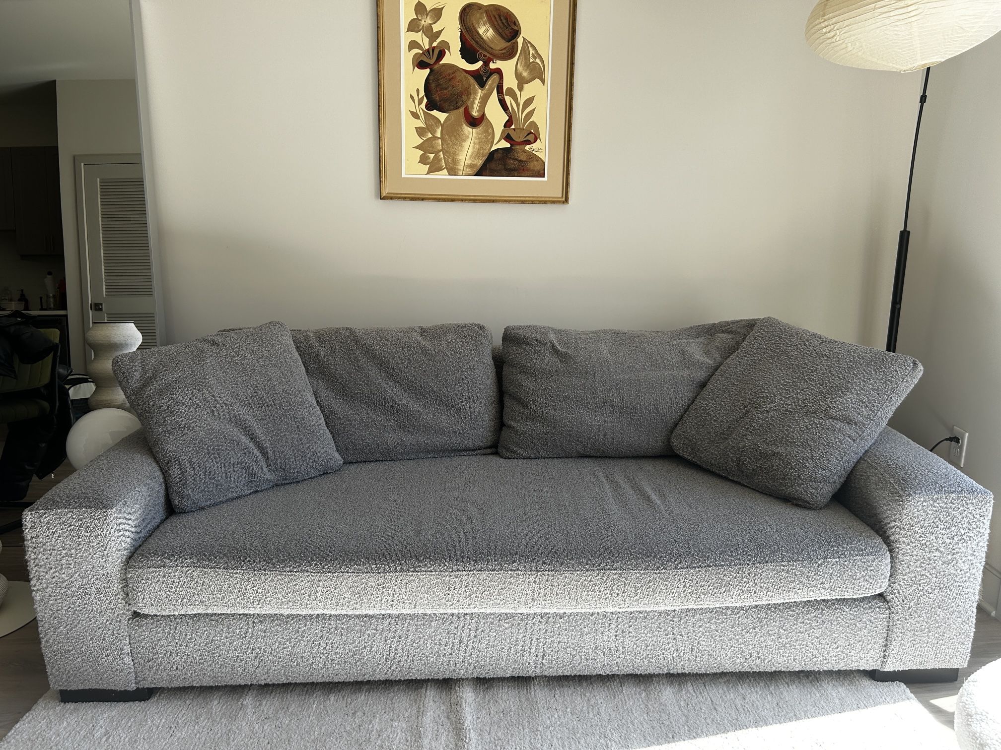 Modern Light Grey Boucle Sofa