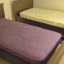 Two Twin Beds With Mattresses And 3 Drawer Dresser