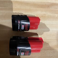 (2) 12v Milwaukee 2 Ah Batts New $70 For Both  In N Lakeland 