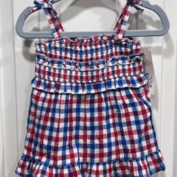 Cat & Jack Red, White & Blue Gingham Sundress Sizes 3-6 & 6-9. NWT  