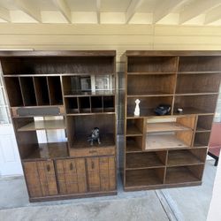 Title: Vintage Solid Wood Storage Cabinets / Bookcases – Custom Made – 48” x 76”  Price: $600 for both ($350 each)  Description: Beautiful vintage sol