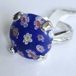 RARE FIND MILLEFIORE MURANO GLASS FLORAL DESIGN NEW SIZE  8 IMPORTED RING