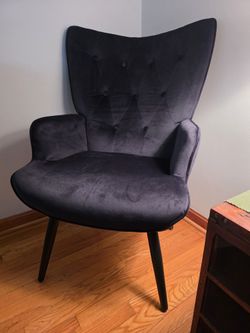 BRAND NEW Black Velvet Side Accent Chair