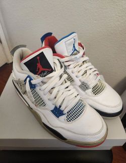Nike Air Jordan Retro 4 What The Size 10 Men's White Red Blue
