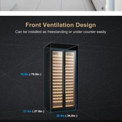 Single Zone Wine Cooler 32 in. 257 Bottle Freestanding Cellar Cooling Unit in Black