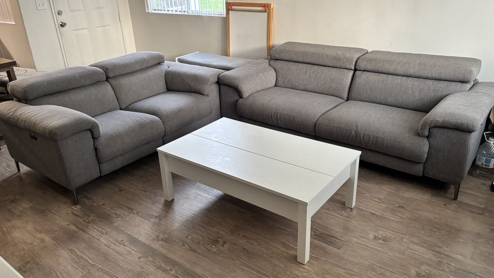Reclining Sofa And Love Seat Plus Table With Storage