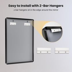 22X30” Mirror, Matte Black Bathroom Vanity Mirror , Anti-Rust, Horizontally/Vertically