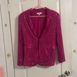 Hot Pink Sequined Jacket  Great For Breast Cancer Awareness Wear Pink Proud!!😊
