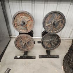 45s Olympic Gym Weights Cast Iron $90 Pair Firm Price 