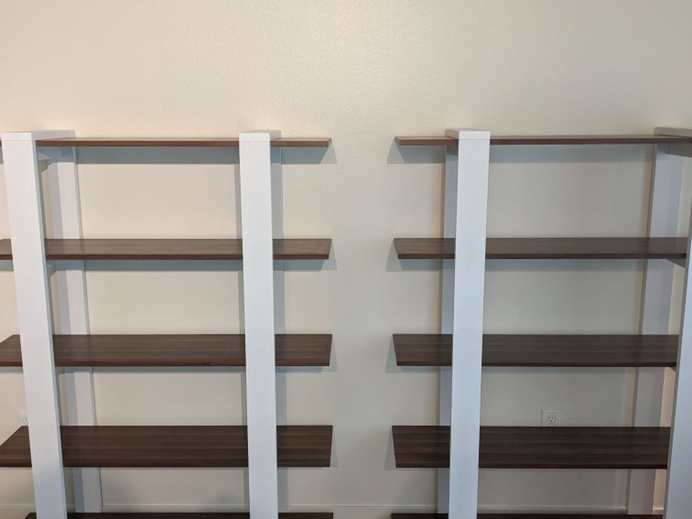 1 Or 2 Modern Walnut 5 Tier Bookshelves