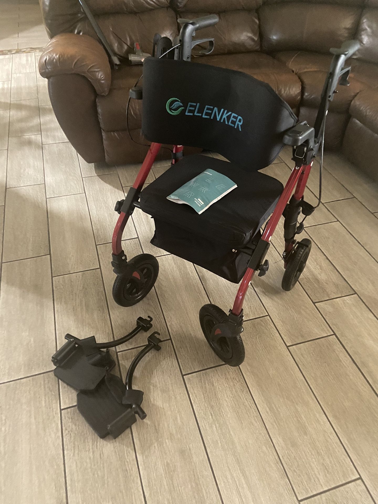 ELENKER Rollator Walker Transport Wheelchair