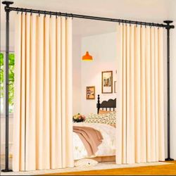 Room Divider for Room Separation, Tension Curtain Rods No Drilling, 4-10ft(H) 28-70inch(W) Adjustable Temporary Privacy Wall Divider, Heavy Duty Frees