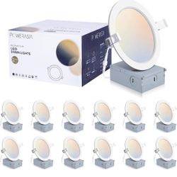 12 Pack 6 Inch Ultra-Thin LED Recessed Ceiling Light with Junction Box, 5CCT Dimmable 2700K/3000K/4000K/5000K/6000K,15W 1200lm Can Killer Downlight-ET