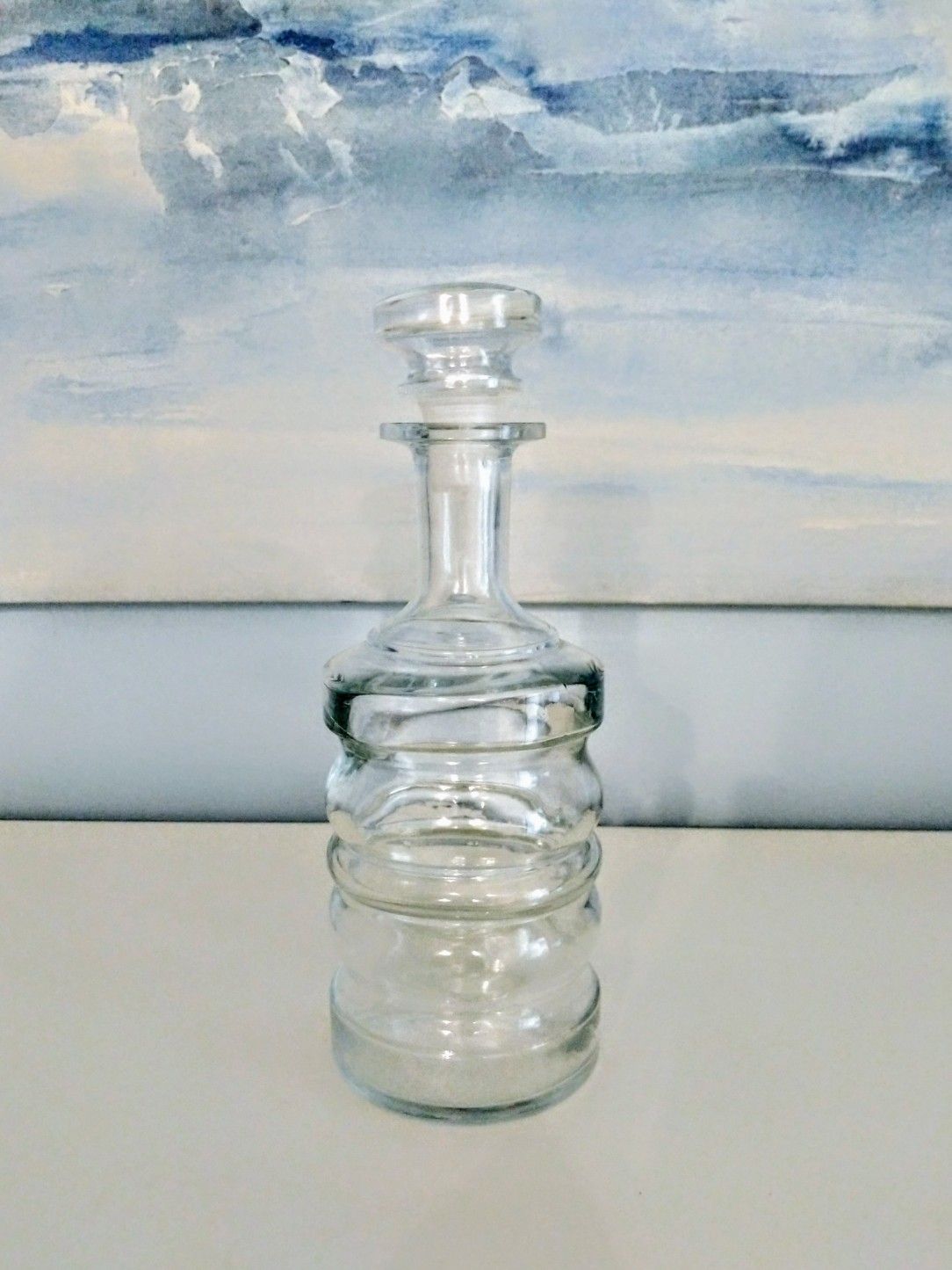 Glass container, carafe with top, liquor