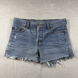 Levi's 501 Cut Off Jean Shorts Button Fly Womens Size 25 Distressed Y2K #1676