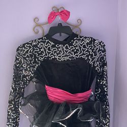 Dance Leotard Costume with Tutu and Skirt and Pink Bow- Medium Adult  *I have a second matching one if needed in the same size 