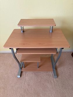 Computer Desk with Monitor Shelf and Keyboard Tray