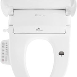 SK magic BID-S24D Electric Bidet Toilet Seat Elongated| Adjustable Warm Water, Warm Air Dryer| LED Lights| 360° Self-Cleaning Nozzle| Easy Installatio