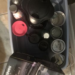 Cups And Hair Curler And Blender 