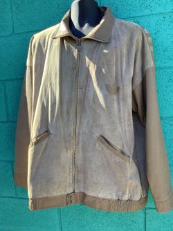 Vintage 1980’s Adidas Trefoil Logo Leather Suede Jacket Size XL Made In Korea Authentic RARE OOP OG Shit 