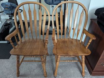 Set of 2 Solid Wood Windsor Dining Room Chairs