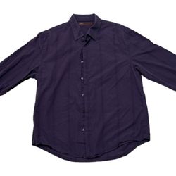 Perry Ellis Men’s Casual Purple Striped Long Sleeve Button Up Shirt Size L