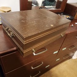 Vintage Wooden Silverware Chest