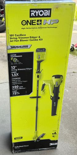 Ryobi 18V One+ HP String Trimmer and Blower Kit, includes Battery and Charger