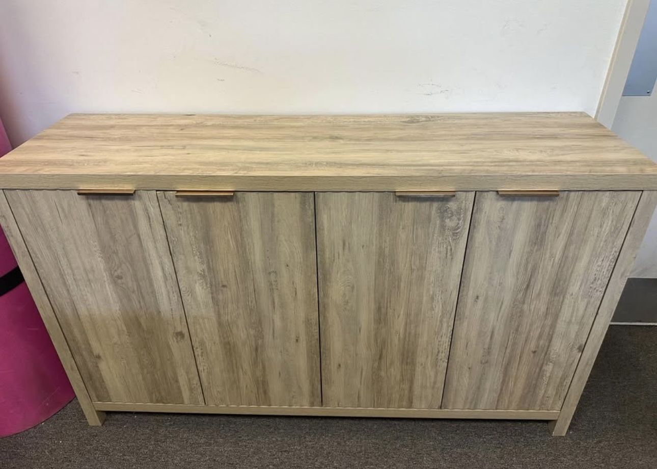 Oxford Fluted Storage Cabinet Sideboard Buffet Cabinet W/Adjustable Shelves, Multifunctional Console