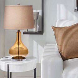 Amber glass gourd table lamp