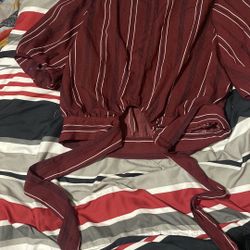 Red, Stripped Crop Top, Size Medium, 