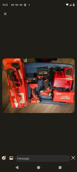 Milwaukee M18 FUEL Heavy Duty 3-Tool Cordless Lot - Drill, Impact Driver, Boxed Metal Shears, 2 Batteries & Charger