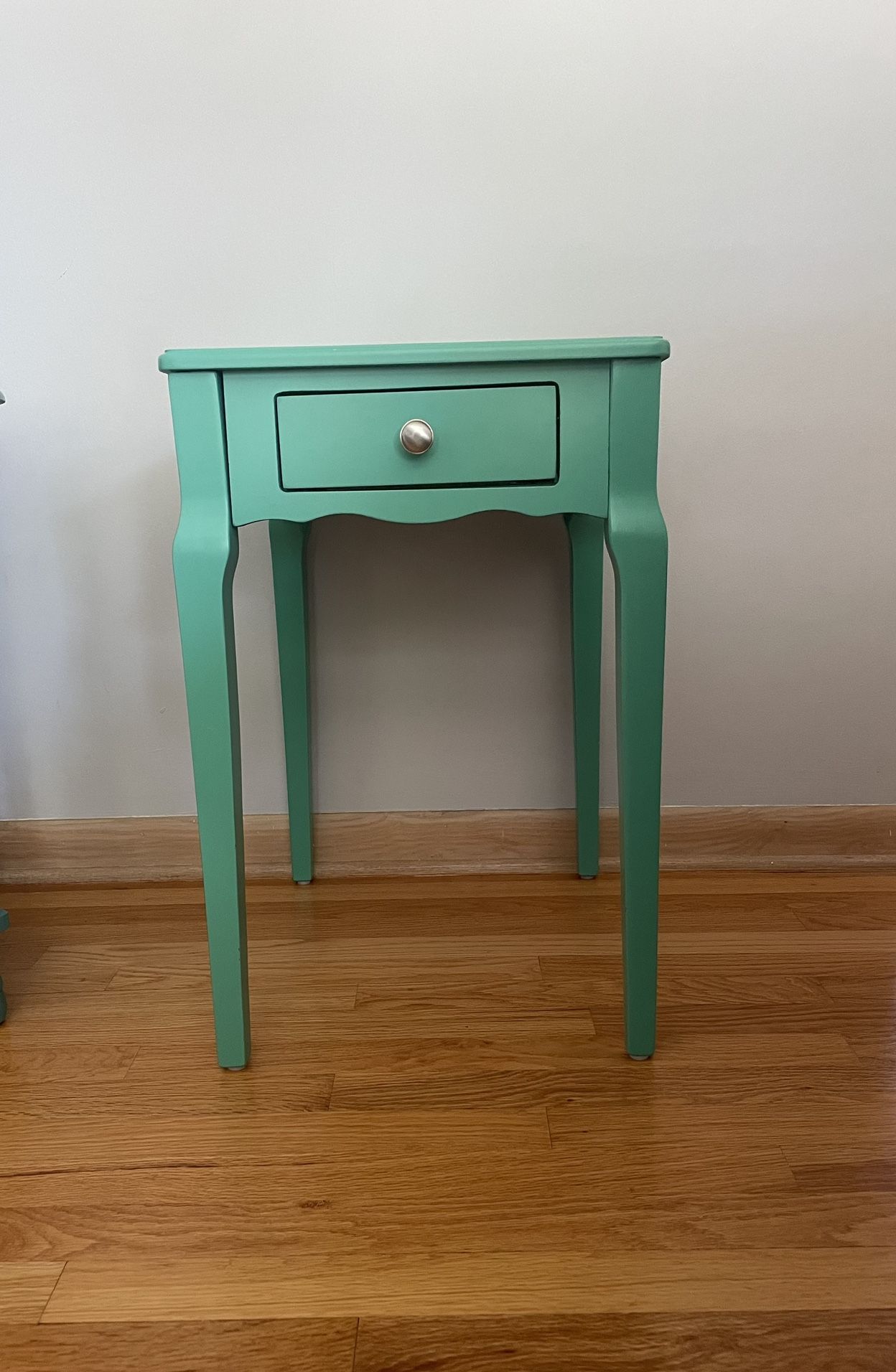 Side Table, Wood, One Storage Drawer, Teal