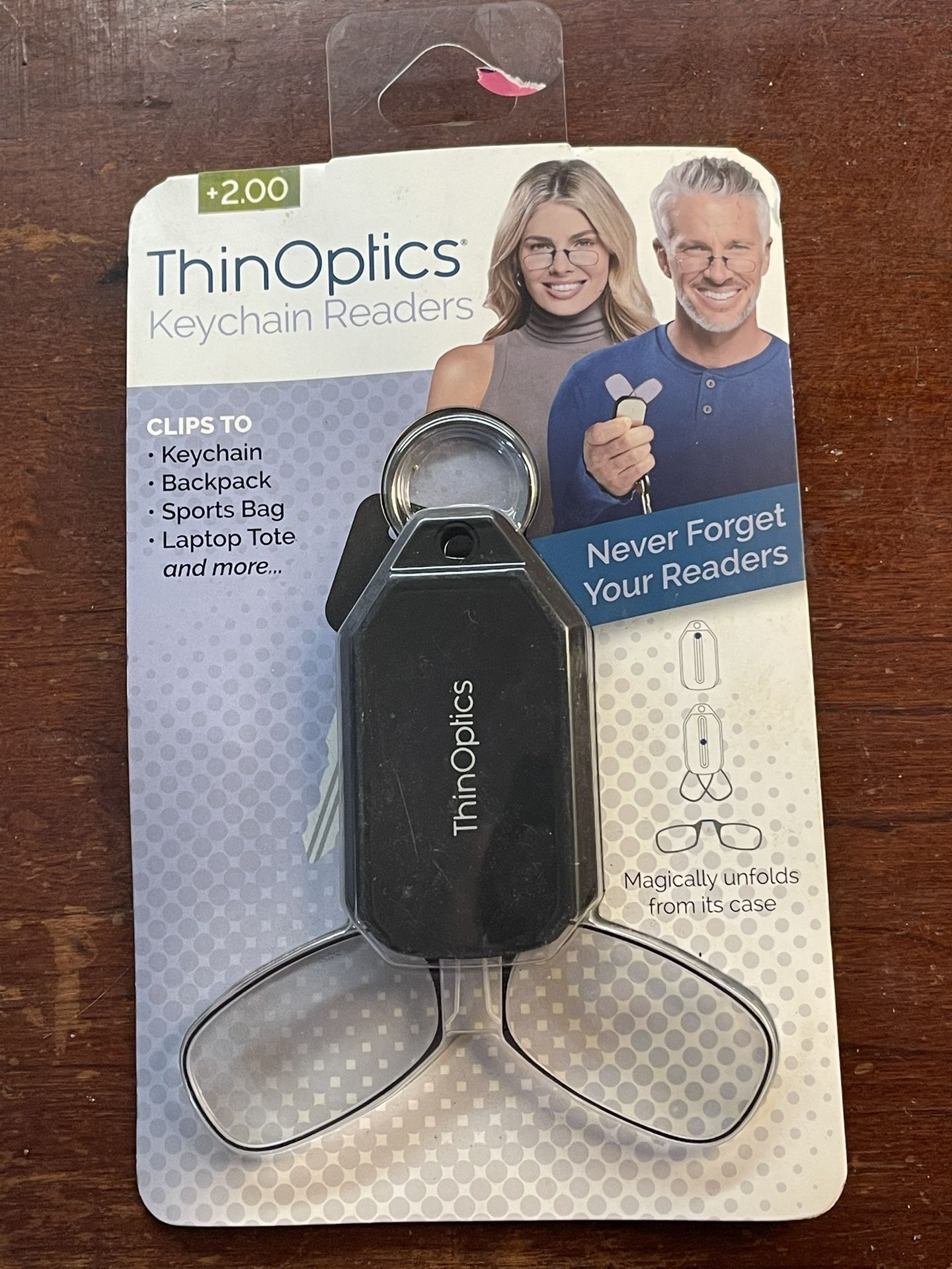 ThinOptics Secure Fit Armless Ultralight Reading Glasses with Keychain Case