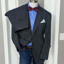 Stafford Essentials Pant Suit Men's Size 46R 2 Button Sport Coat Gray Blazer