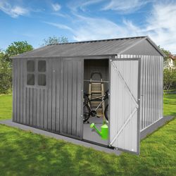 Metal garden sheds 10ftx8ft outdoor storage sheds Grey with window
