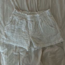 Girls White Flower Print Shorts