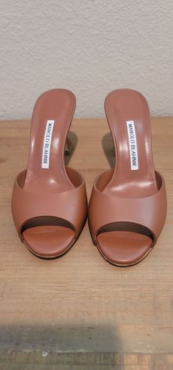 Manolo Blahnik Jadarona Leather Mules – Caramel – Sz 6/36