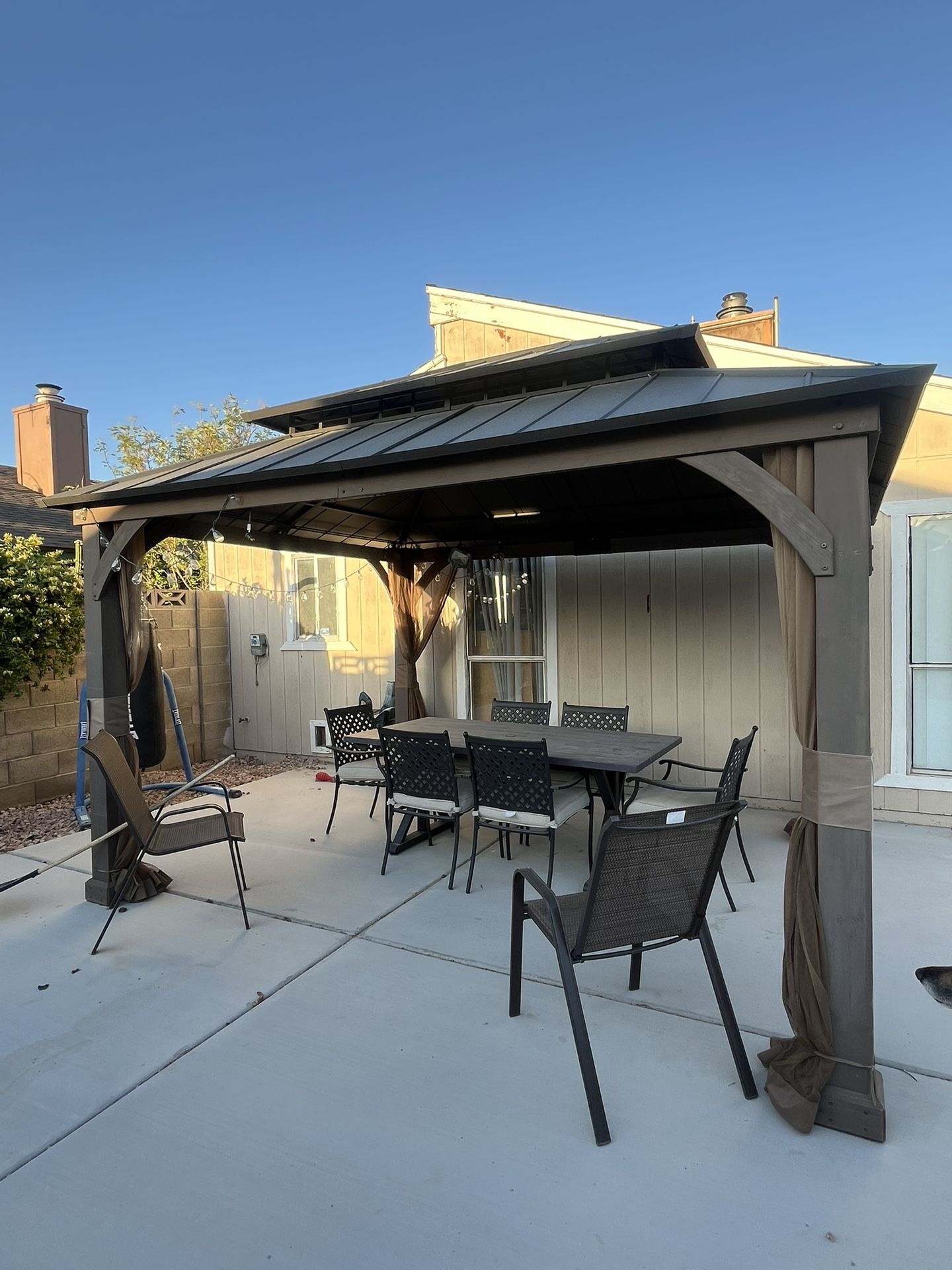 Hard Top Wood Gazebo With Aluminum Roof 12x10