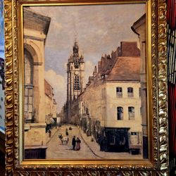 reproduction print of the oil on canvas painting The Belfry of Douai (French: Le beffroi de Douai) by the French artist Jean-Baptiste-Camille Corot. 