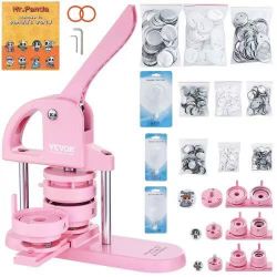 691#3-IN-1 Button Maker, 1/1.25/2.28 inch(25/32/58mm) Pin Maker, 300pcs Button Parts,Button Maker Machine with Panda Magic Book, Ergonomic Arc Handle 