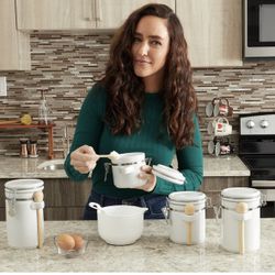 Canister SET 4 Pieces - White gloss ceramic For The kitchen