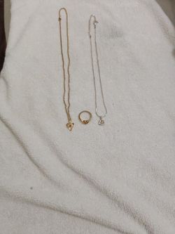 heart necklaces and ring