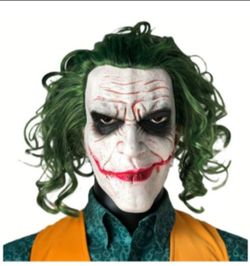 NEW THE DARK KNIGHT JOKER LATEX MASK WITH HAIR