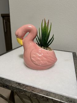 5” Flamingo with Faux Plant 