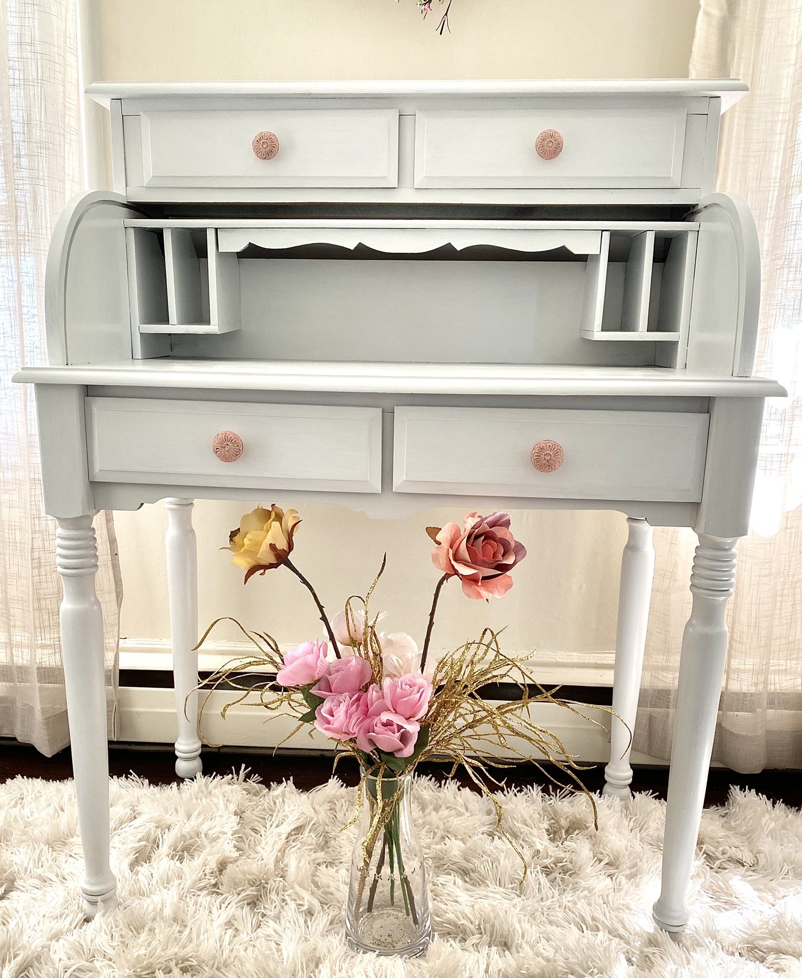 Solid wood refinished desk