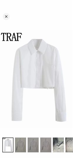 TRAF White Cropped Button-Up Shirt