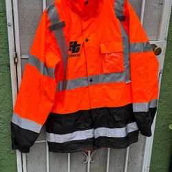 Large Reflective Orange Rain Jacket 